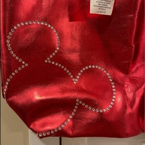 Disney Red Shimmery Purse Tote Overnight NWT